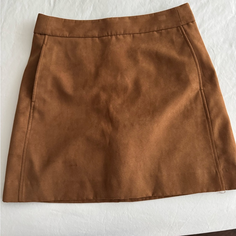 Faux Suede Walnut/ Tan Women's Mini Skirt